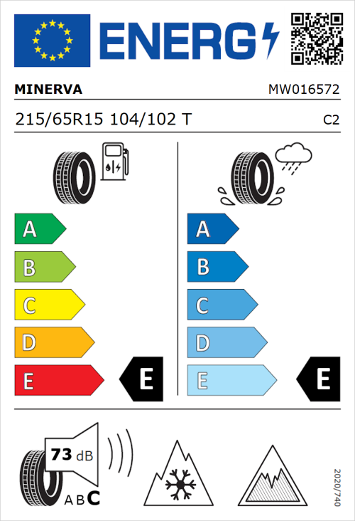Tyre Label for Minerva Frostrack Van 215/65R15 104/102T